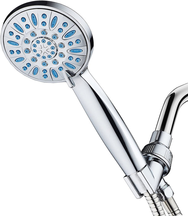 AquaDance Antimicrobial/Anti-Clog High-Pressure 6-Setting Hand Microban Nozzle Protection from Growth of Mold, Mildew & Bacteria for Stronger Shower Aqua, Chrome/Wave Blue