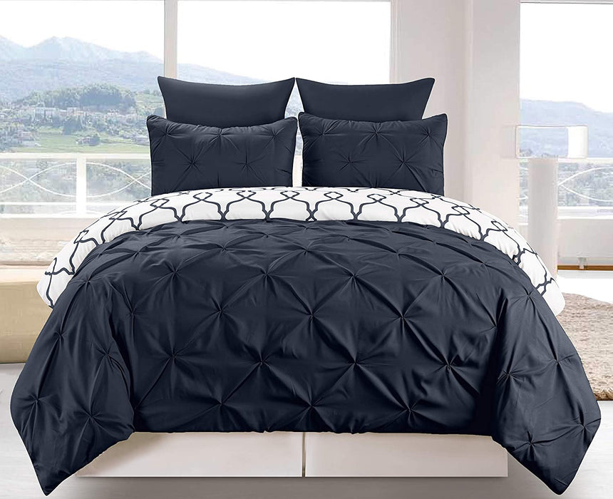 Duck River Textile Esy Hotel Quality Reversible Luxury Comforter Duvet Insert Cover 100% Ultra Soft Hypoallergenic | 3 Piece Set | Geometric Pintuck Collection, | | King Size | |