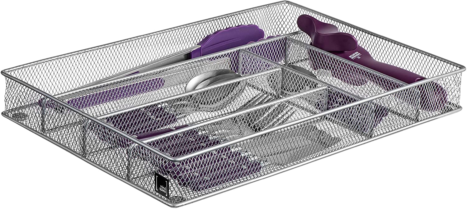 Cutlery Tray by Mindspace, 5 Compartments Kitchen Utensil Drawer Organizer | Silverware Tray | The Mesh Collection