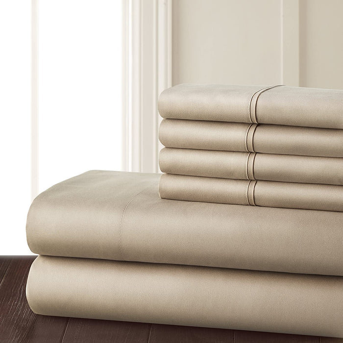 Danjor Linens 6 Piece Hotel Luxury Soft 1800 Series Premium Bed Sheets Set, Deep Pockets, Hypoallergenic, Wrinkle & Fade Resistant Bedding Set(Calking