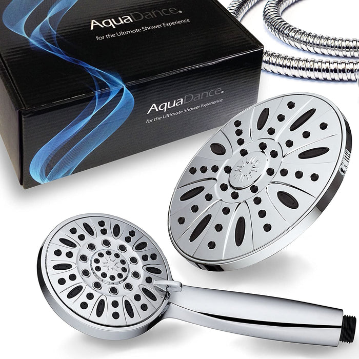 AquaDance 7" Premium High Pressure 3-Way Rainfall Combo Combines The Best of Both Worlds-Enjoy Luxurious Rain Showerhead and 6-Setting Hand Held Shower Separately or Together, Chrome