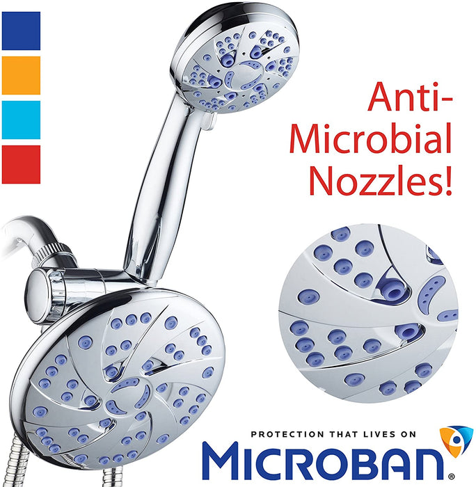 AquaDance 5547 Antimicrobial/Anti-Clog High-Pressure 6" Rainfall Heads Combo Microban Nozzle Protection from Growth of Mold Mildew and Bacteria for Stronger Shower, Single, Sunset Blue