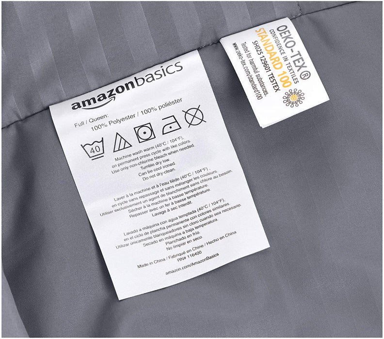 AmazonBasics Deluxe Striped Microfiber Duvet Cover Set - King