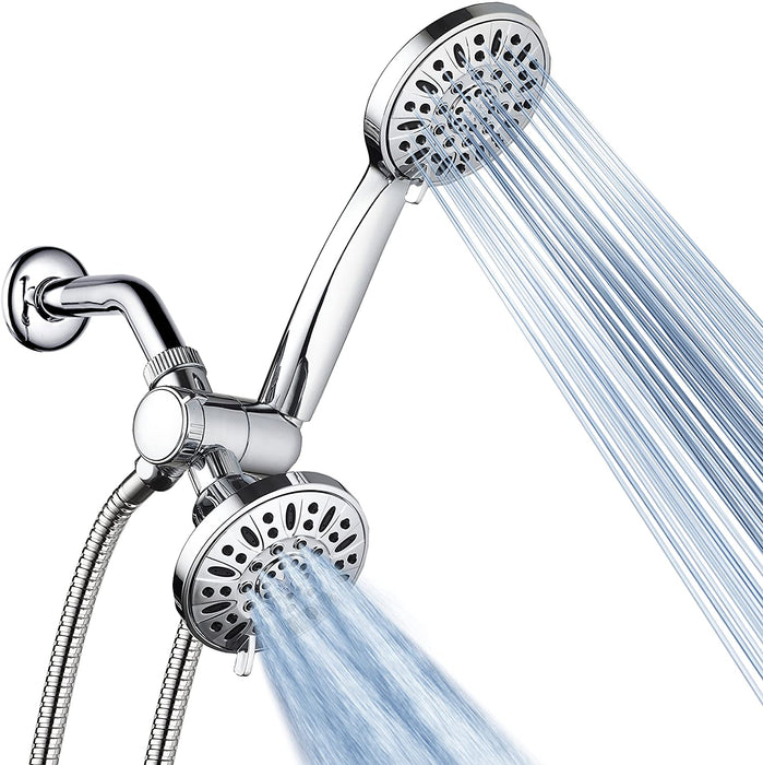 AquaDance Total Chrome Premium High Pressure 48-setting 3-Way Combo for The Best of Both Worlds – Enjoy Luxurious 6-setting Rain Shower Head and 6-Setting Hand Held Shower Separately or Together