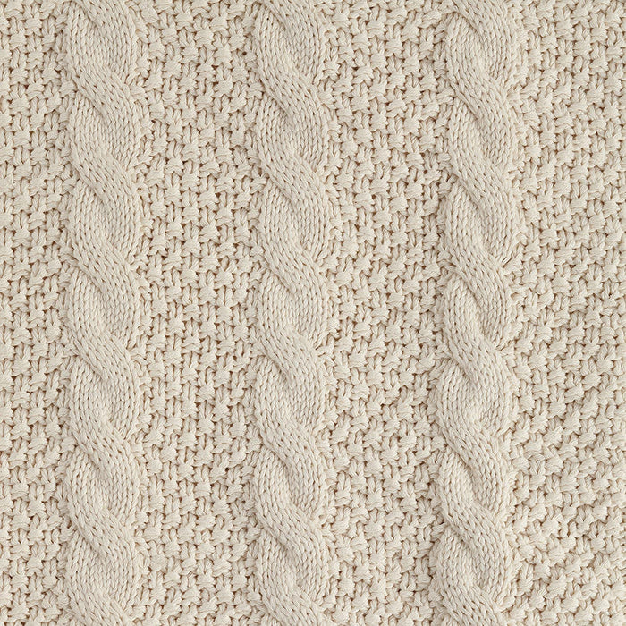 Amazon Brand – Stone & Beam Transitional Chunky Cable Knit Throw Blanket 100% Cotton