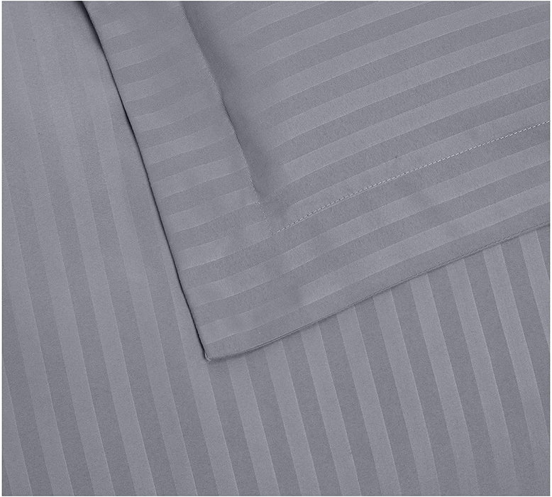 AmazonBasics Deluxe Striped Microfiber Duvet Cover Set - King