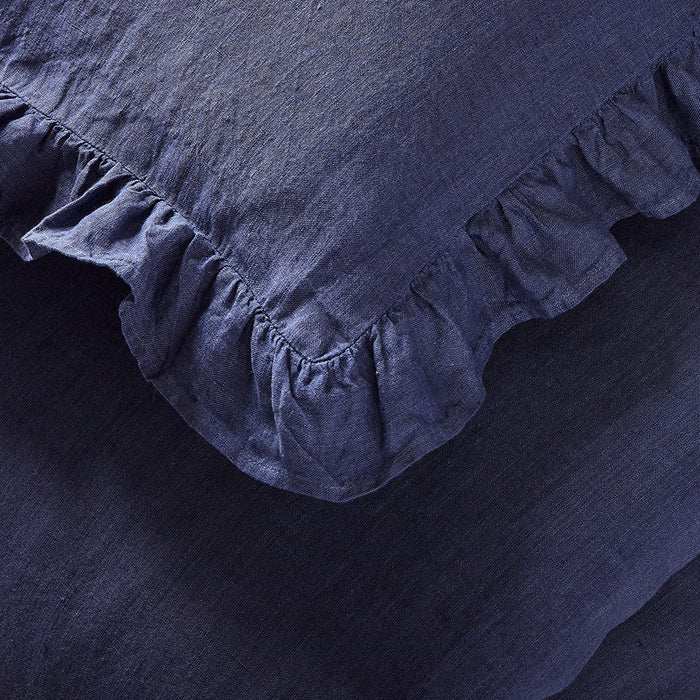 Amazon Brand – Stone & Beam Linen Ruffle Duvet Cover Set, Charming Vintage Style, Full / Queen